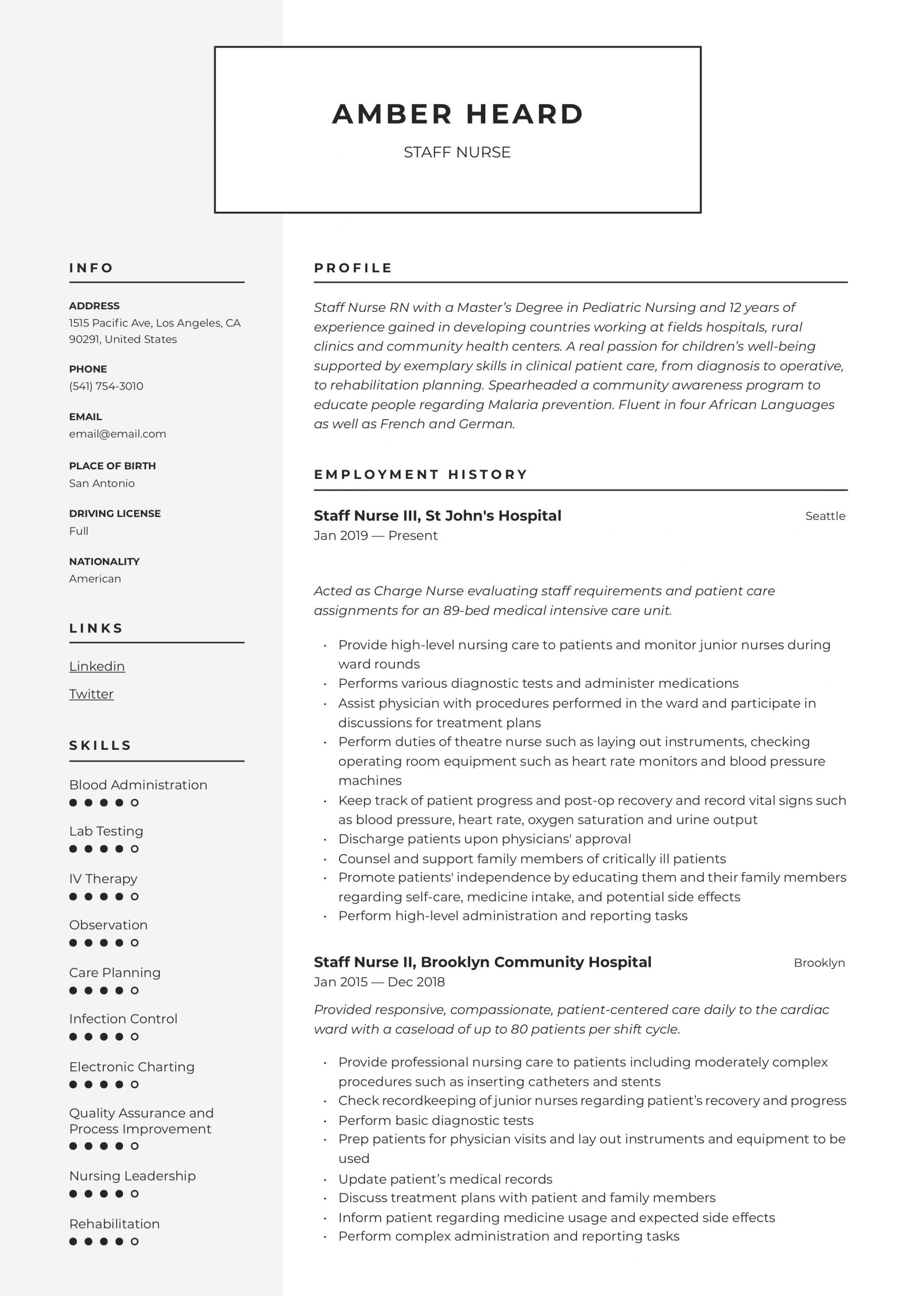 Sample Resume Of Staff Nurse with Job Description Staff Nurse Resume & Writing Guide  12 Templates In Pdf & Jpg 2020