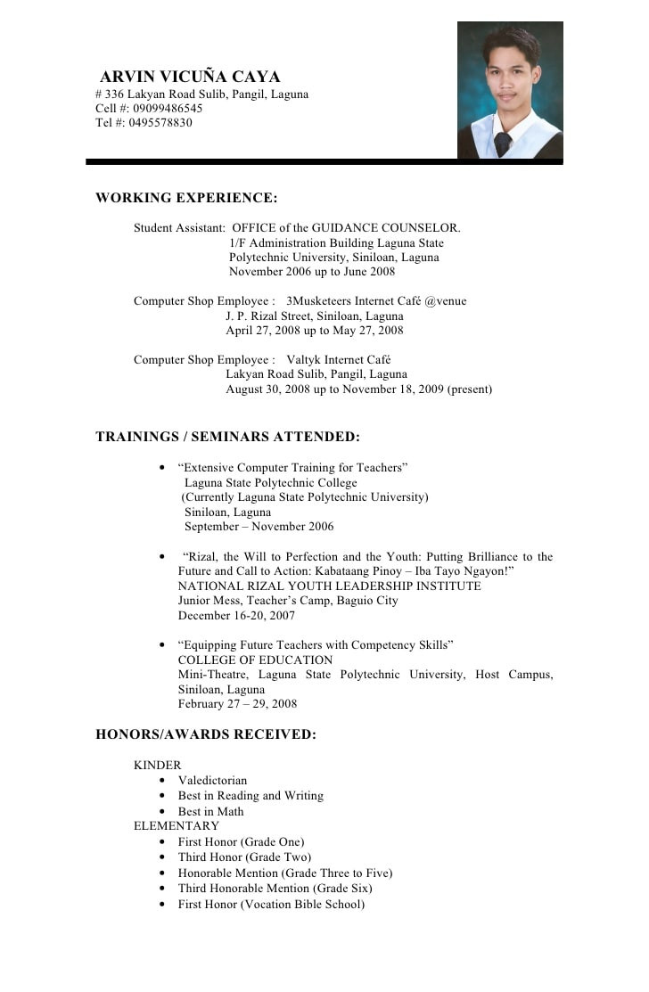 resume format for undergraduateml