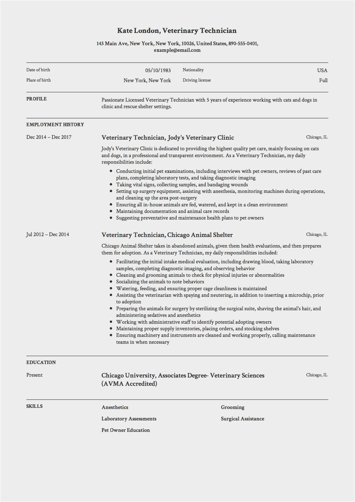 veterinary assistant resume examples no experience