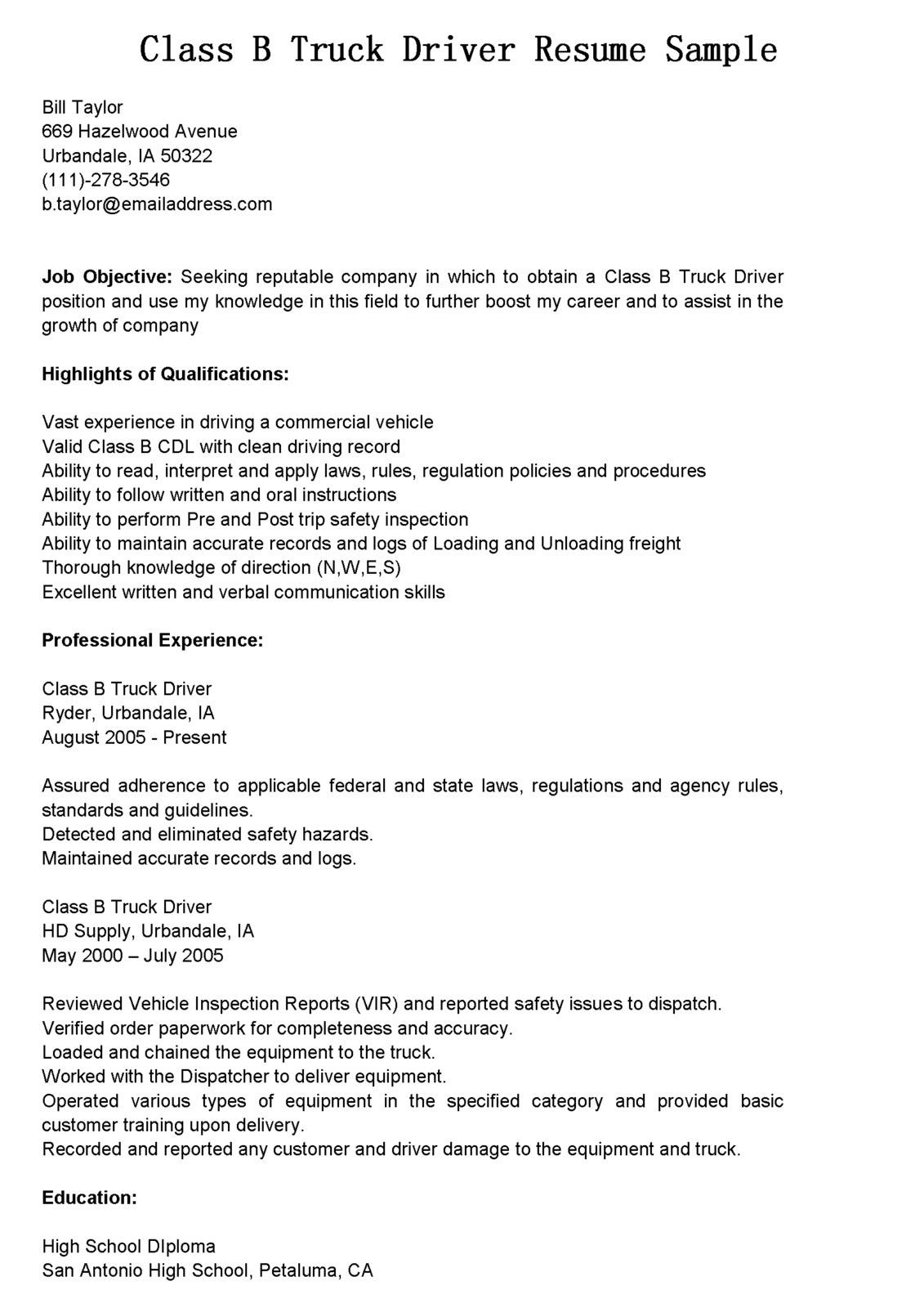 Class A Cdl Driver Resume Sample Truck Drivers Resume Sample Latest Resume format Job Resume …
