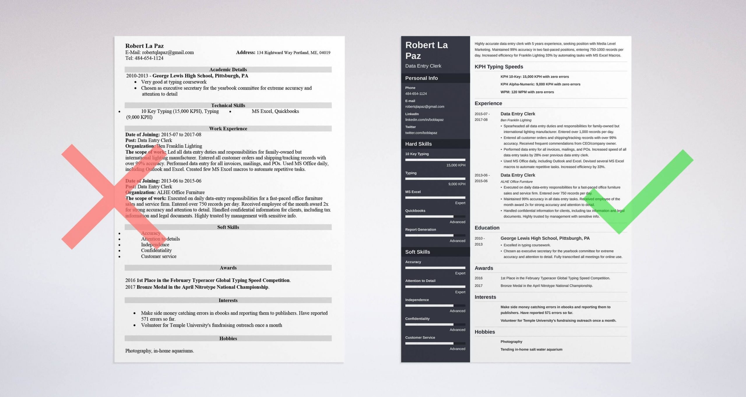 data entry resume example