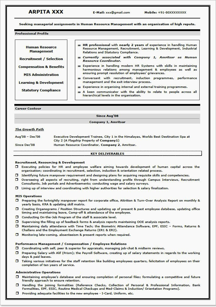 human resources entry level resume