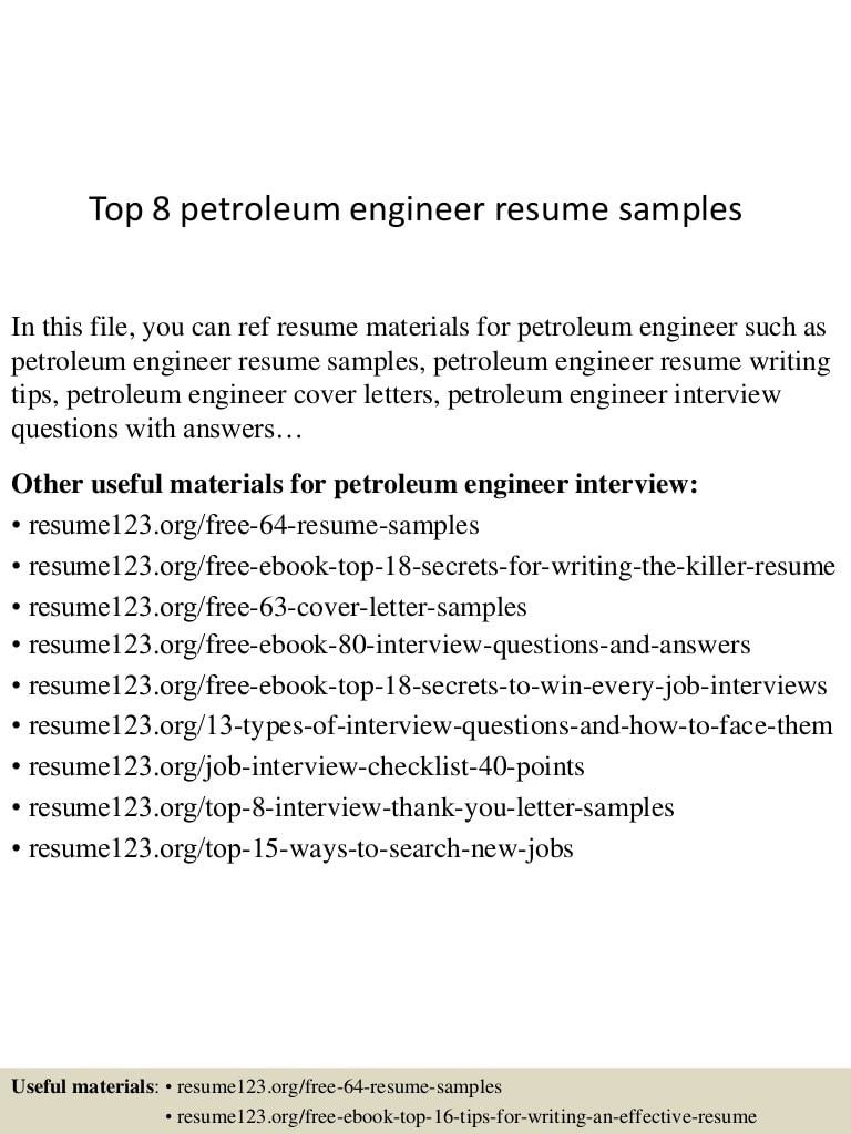 top 8 petroleum engineer resume samples