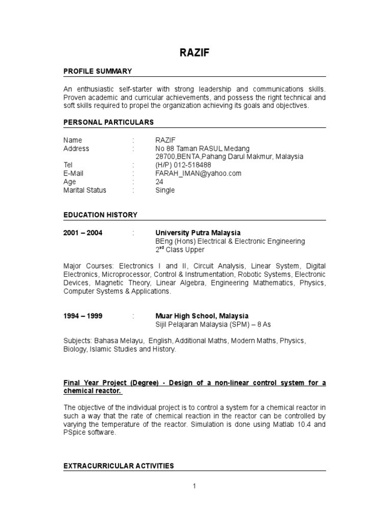 example of good cv for fresh graduateml