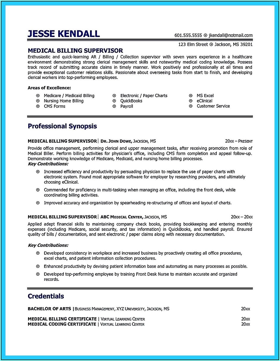 medical biller and coder resume examples