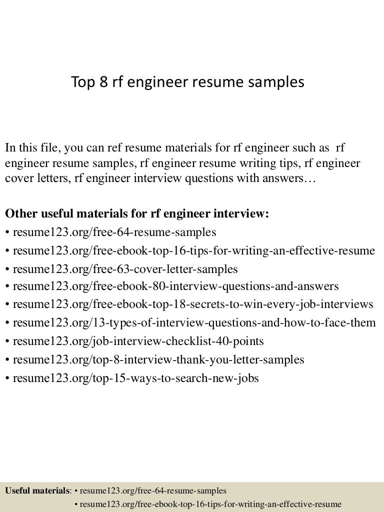 top 8 rf engineer resume samples