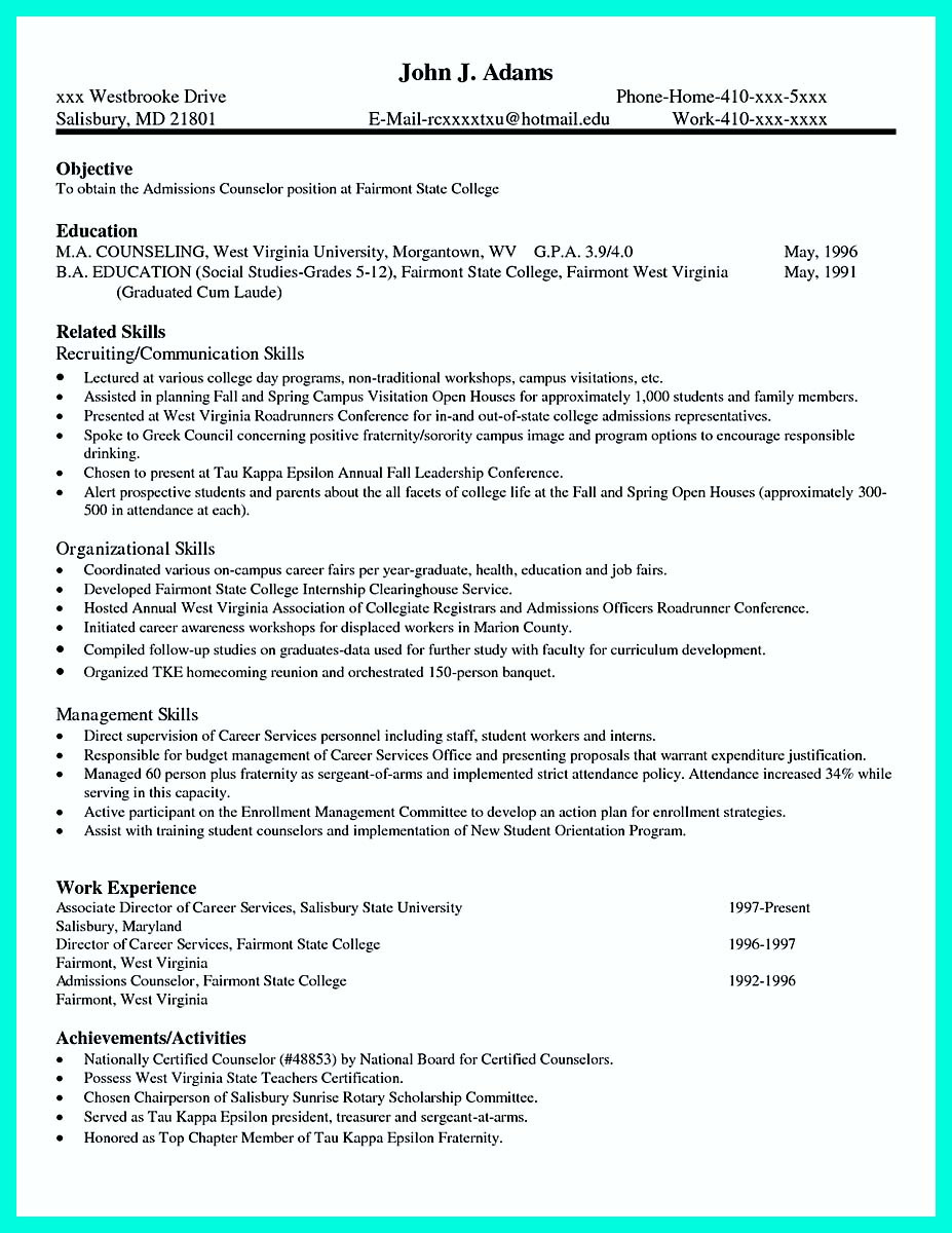 write properly ac plishments college application resume