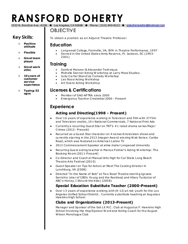 adjunct professor resume