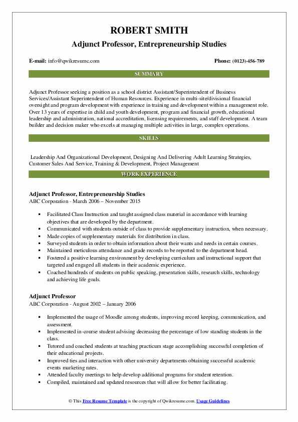 cover letter for adjunct professor position no teaching experience collection