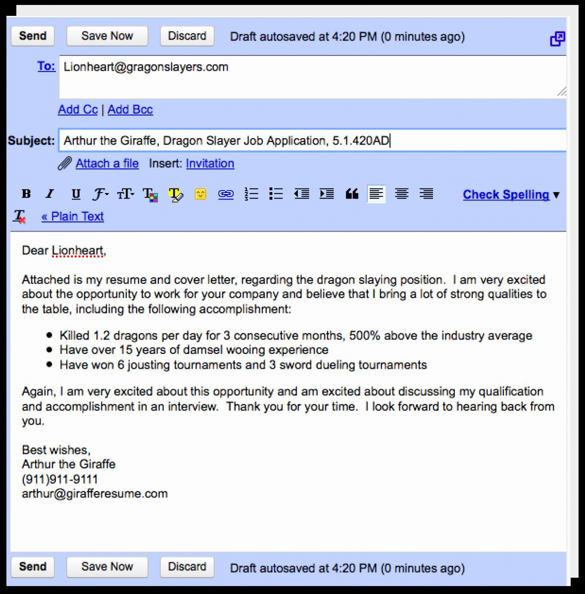 sample letter for sending resume via email