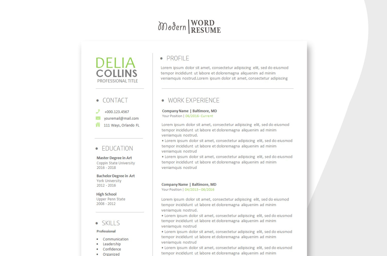 resume template cover letter reference page 2020