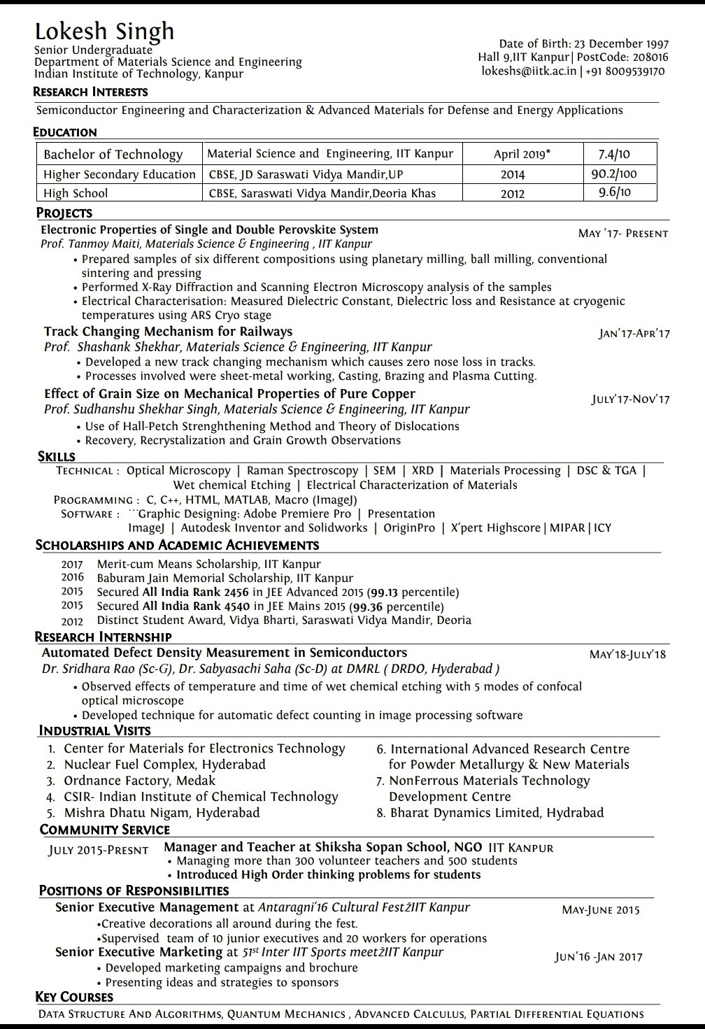 What exactly does the resume of a final year student at IIT look like