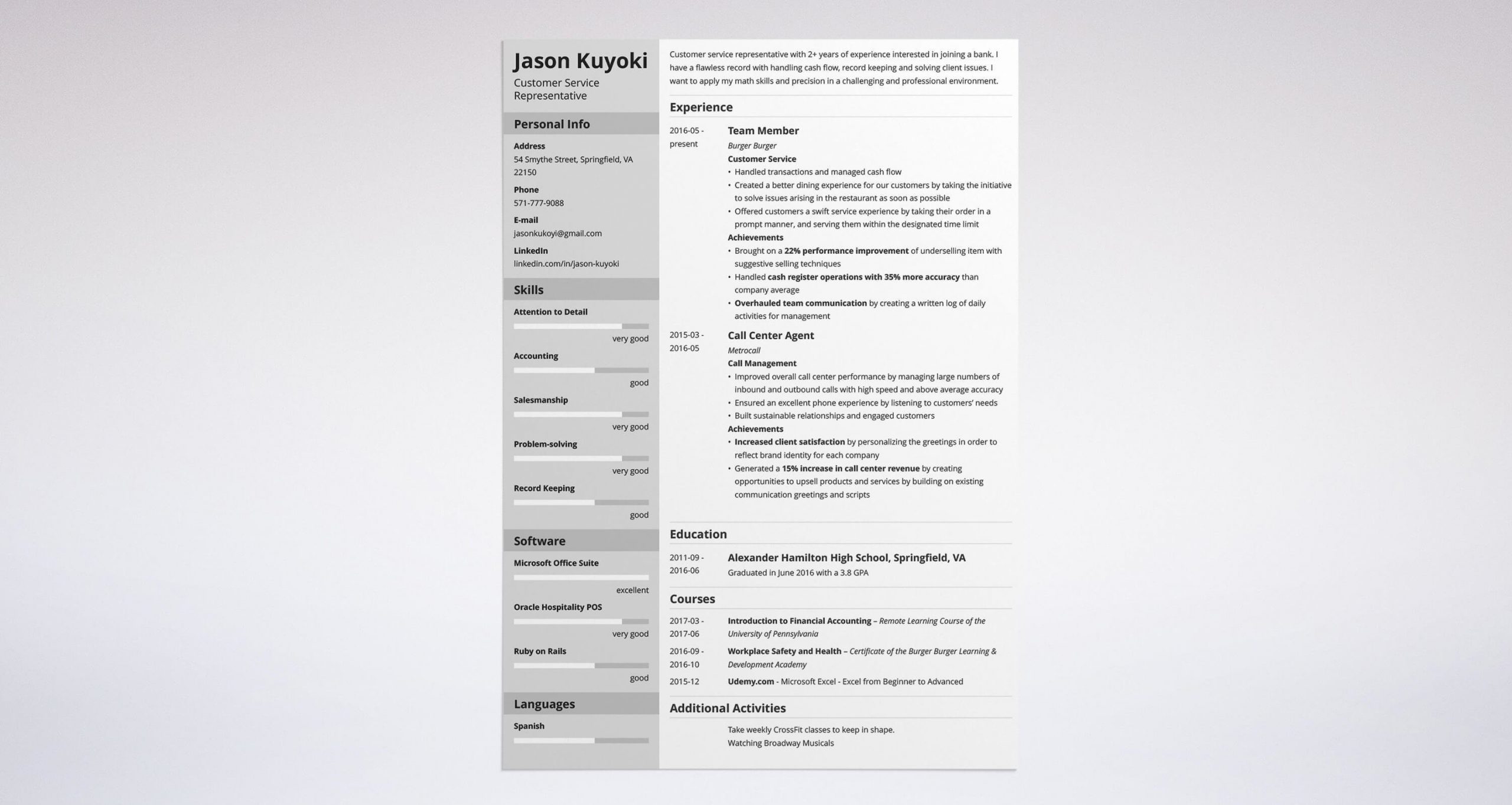 bank teller resume