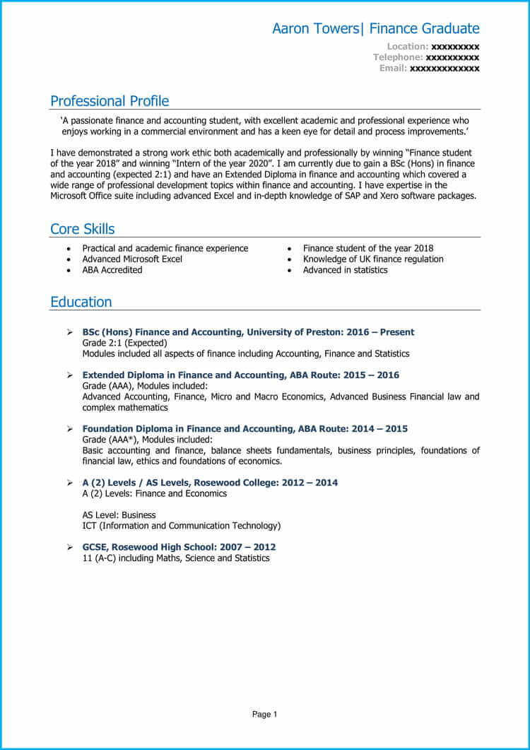 Sample Resume for Banking and Finance Graduate Finance Graduate Cv Example Land A top Job