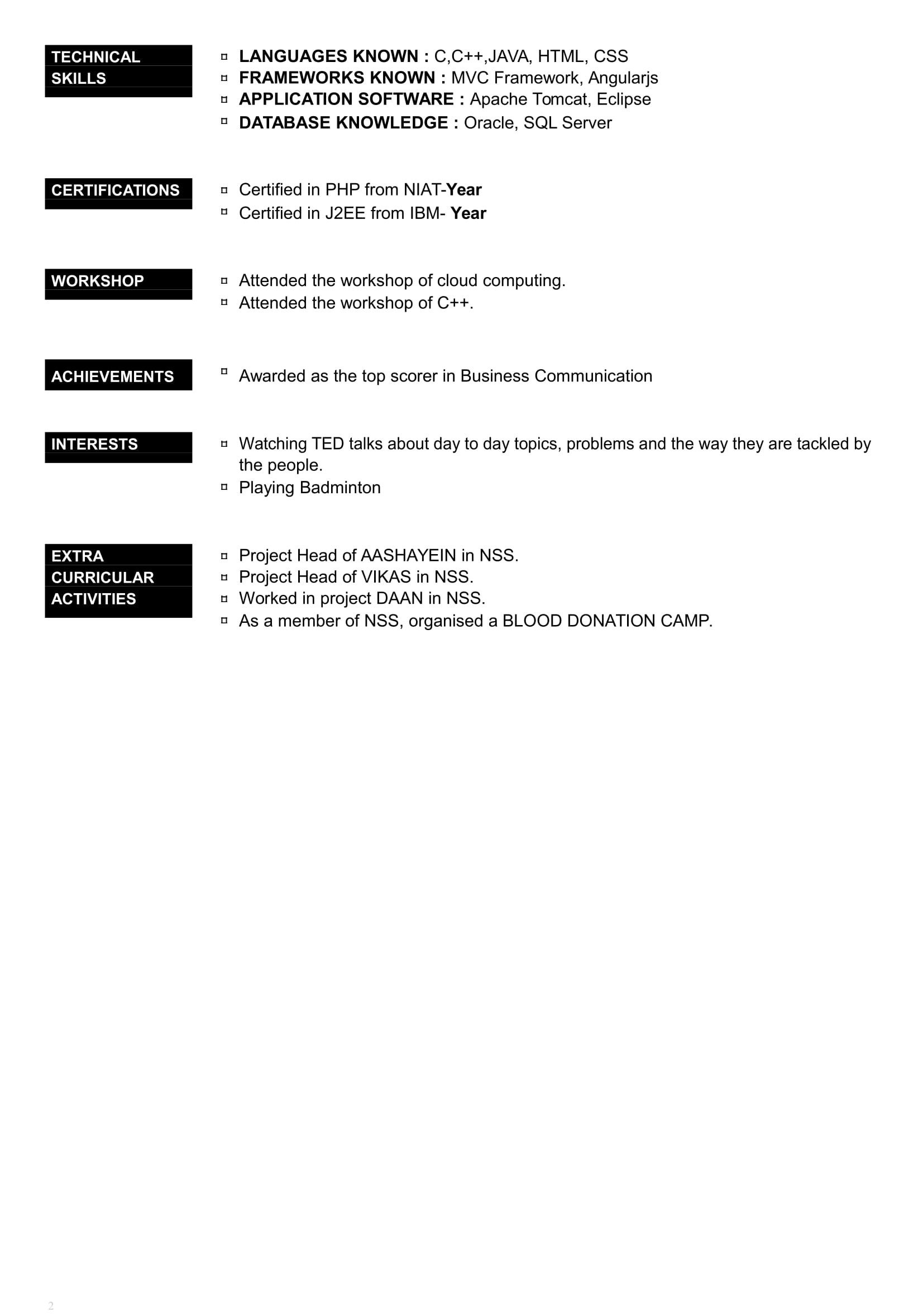 resume format for cs studentsml