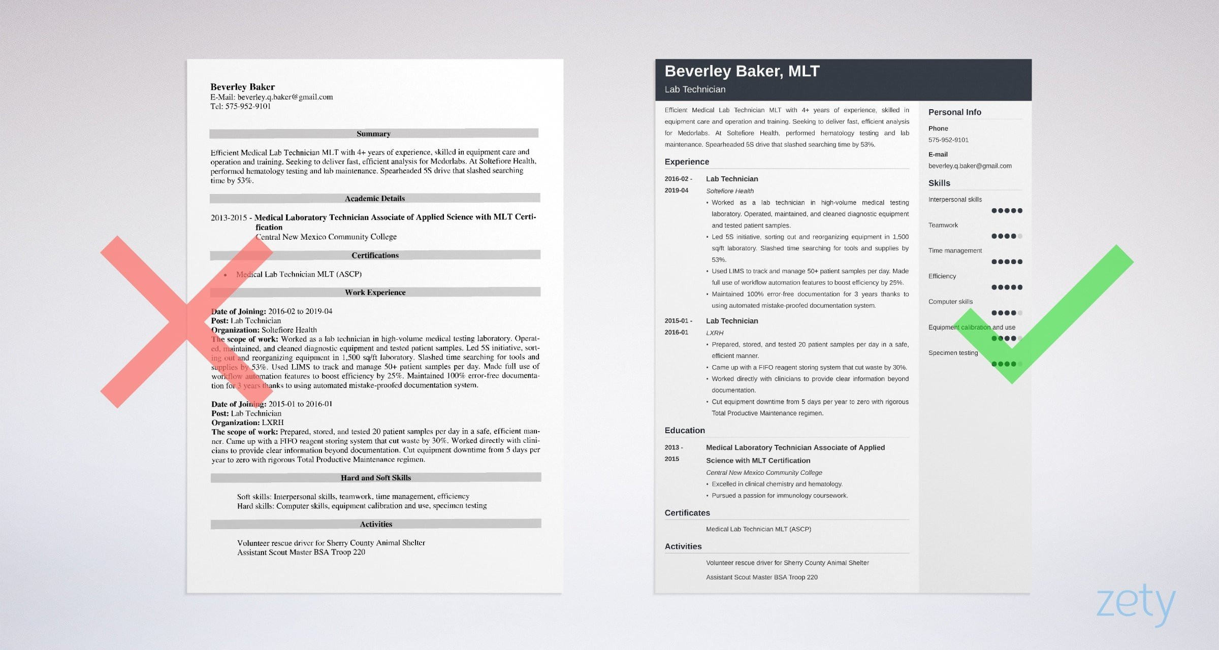 lab technician resume example