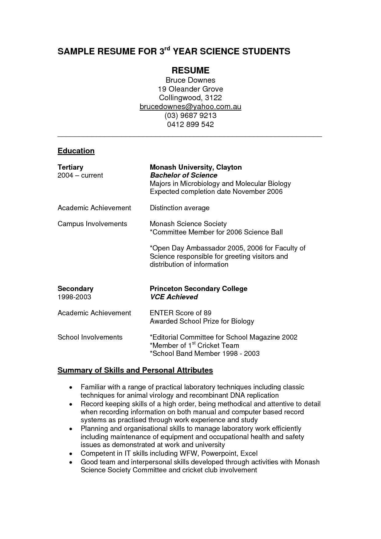 resume samples for lecturer in puter science
