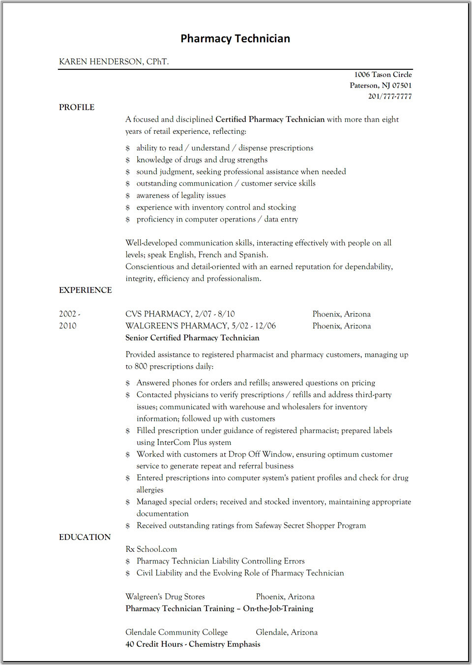 pharmacist assistant cv sampleml