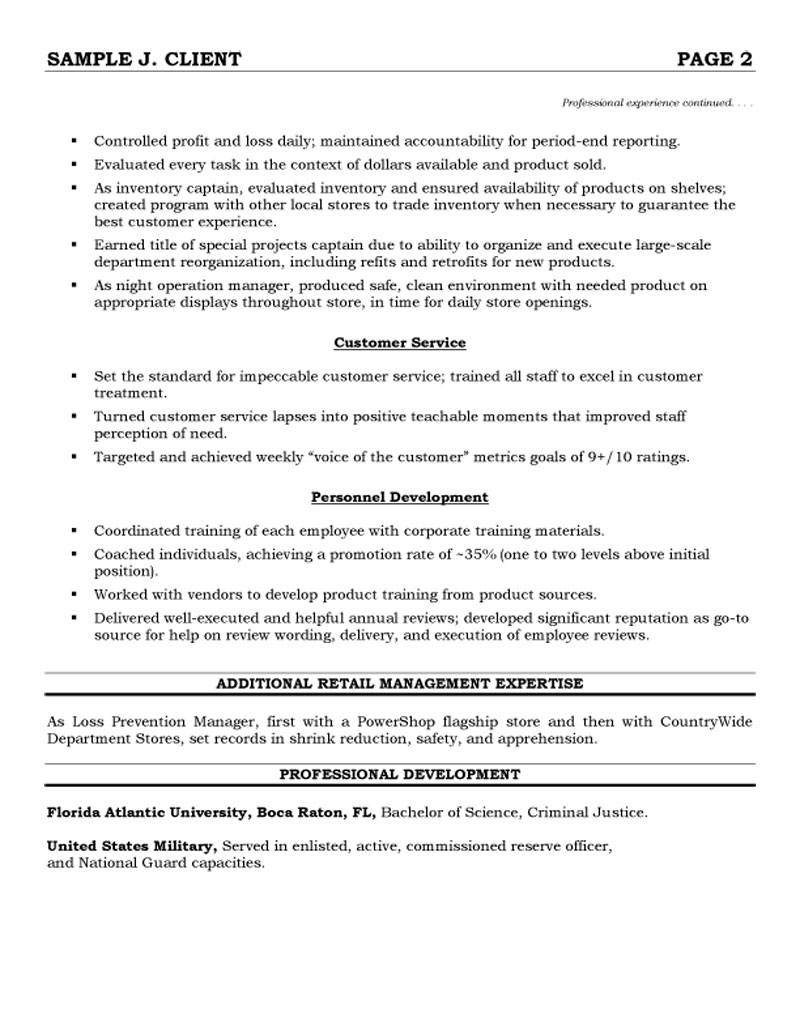 resume for retail department managerml