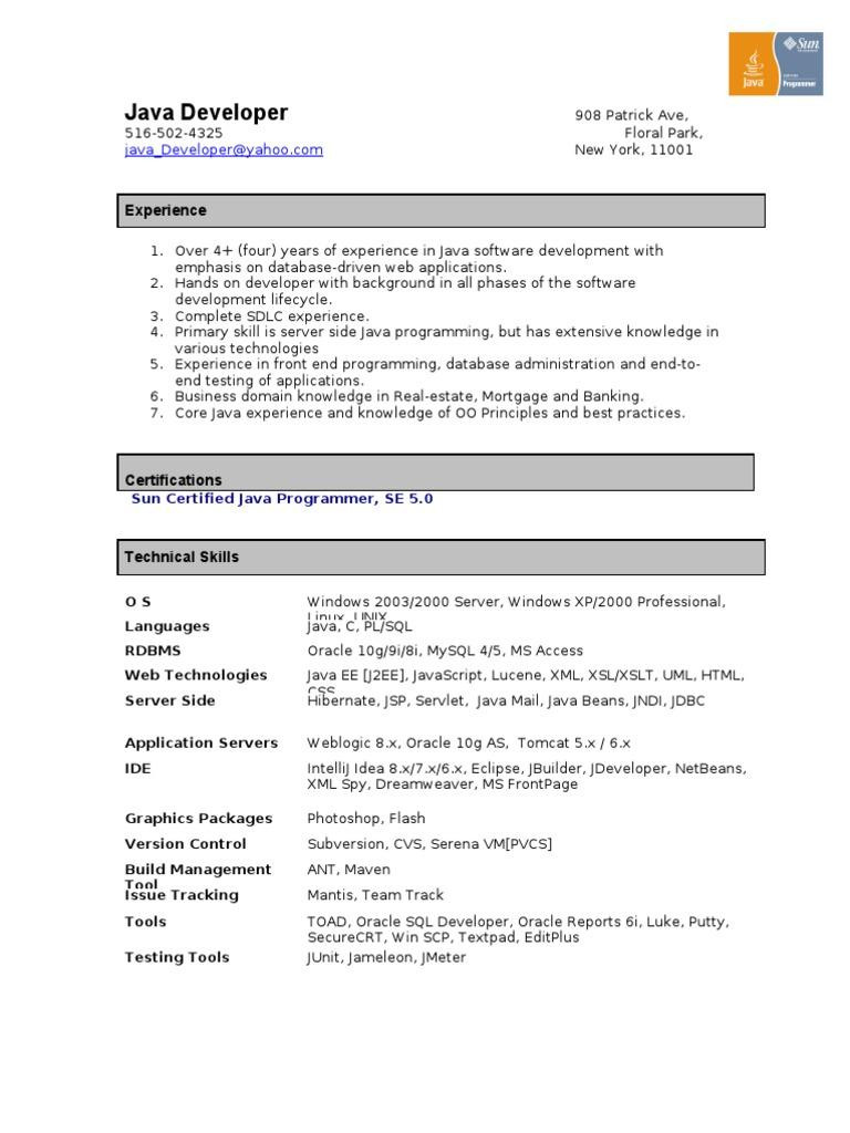 fresher software engineer resume sample doc