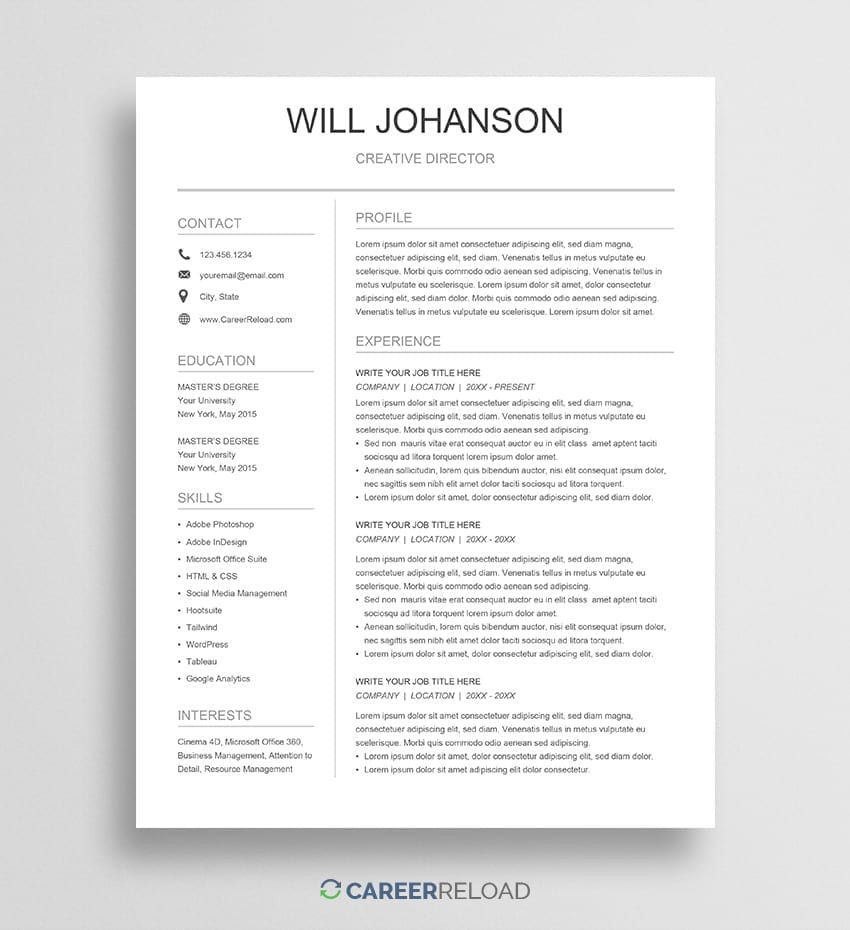 google docs resume templates