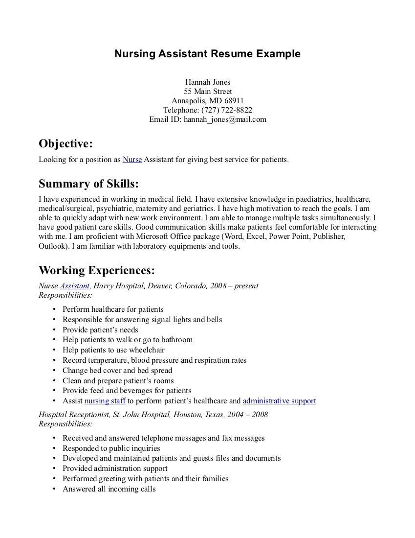 nurse aide cv sampleml