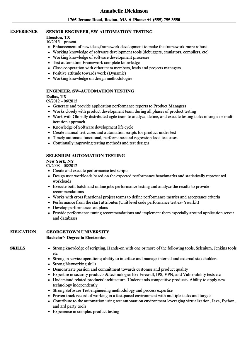 30 manual testing resume sample for 5 years experience or