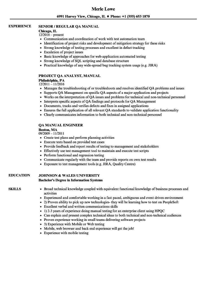 30 manual testing resume sample for 5 years experience or