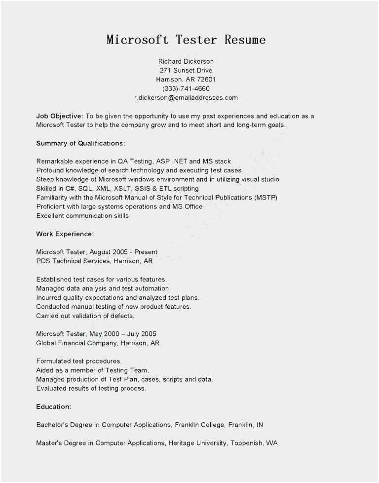 manual testing resume