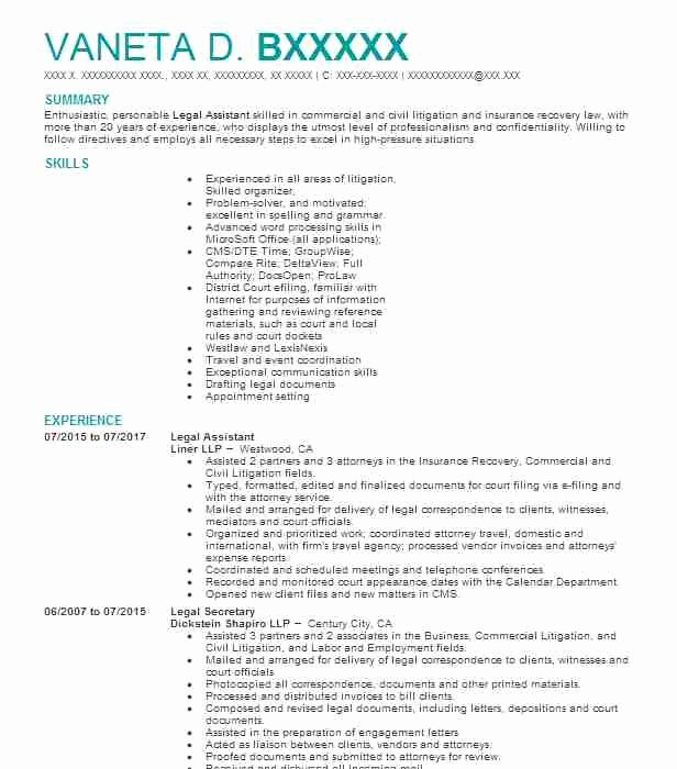 entry level legal assistant resume