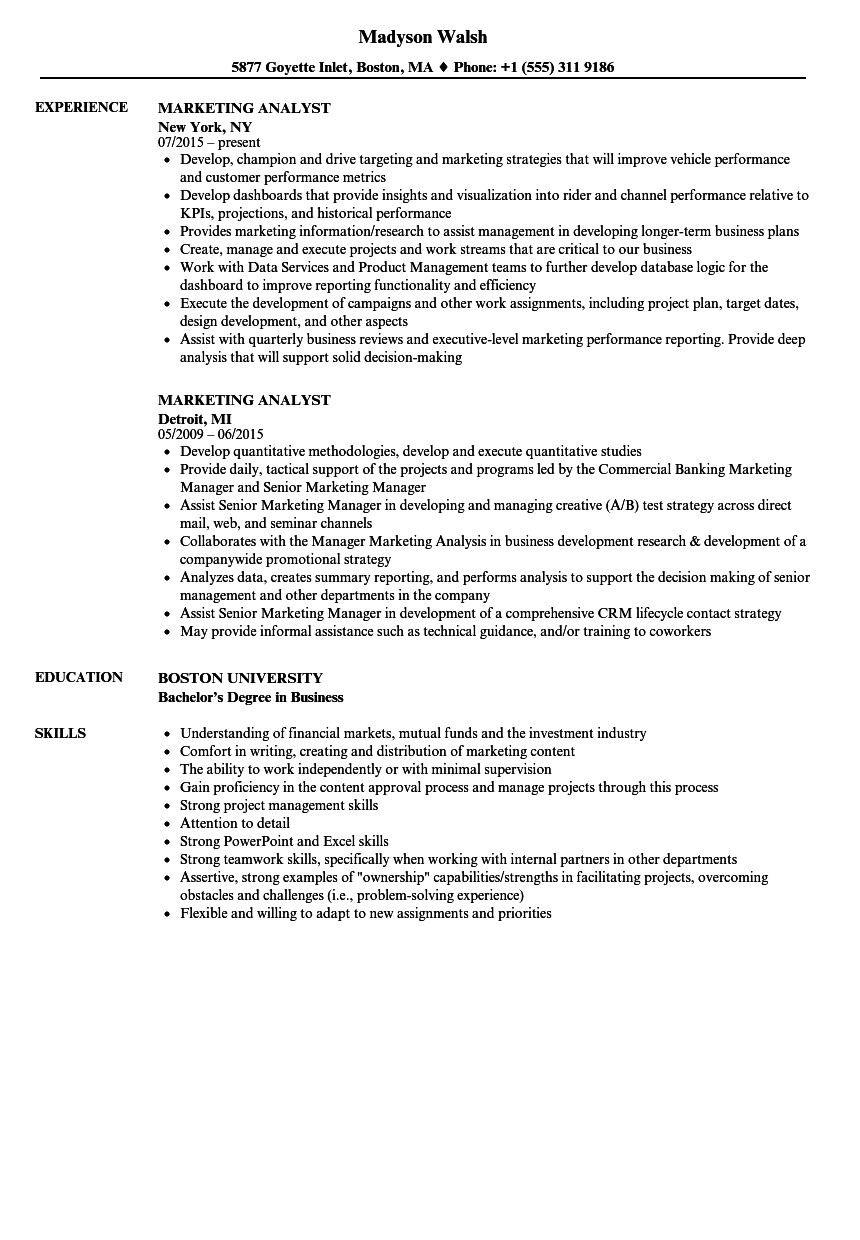 market research resume examples
