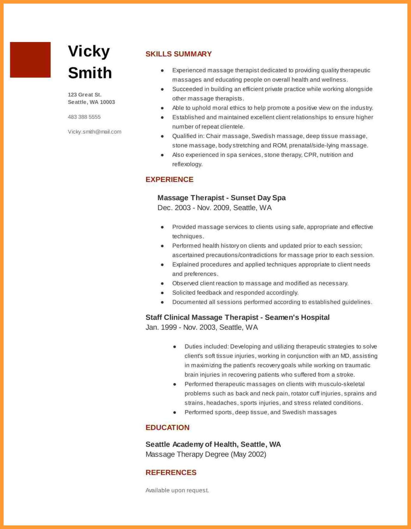 10 11 licensed massage therapist resume