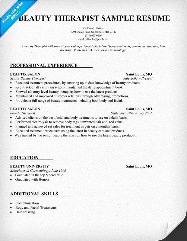 entry level massage therapist resume