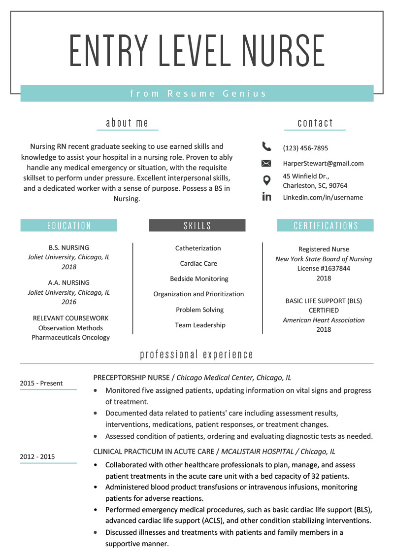 nursing entry level resume example