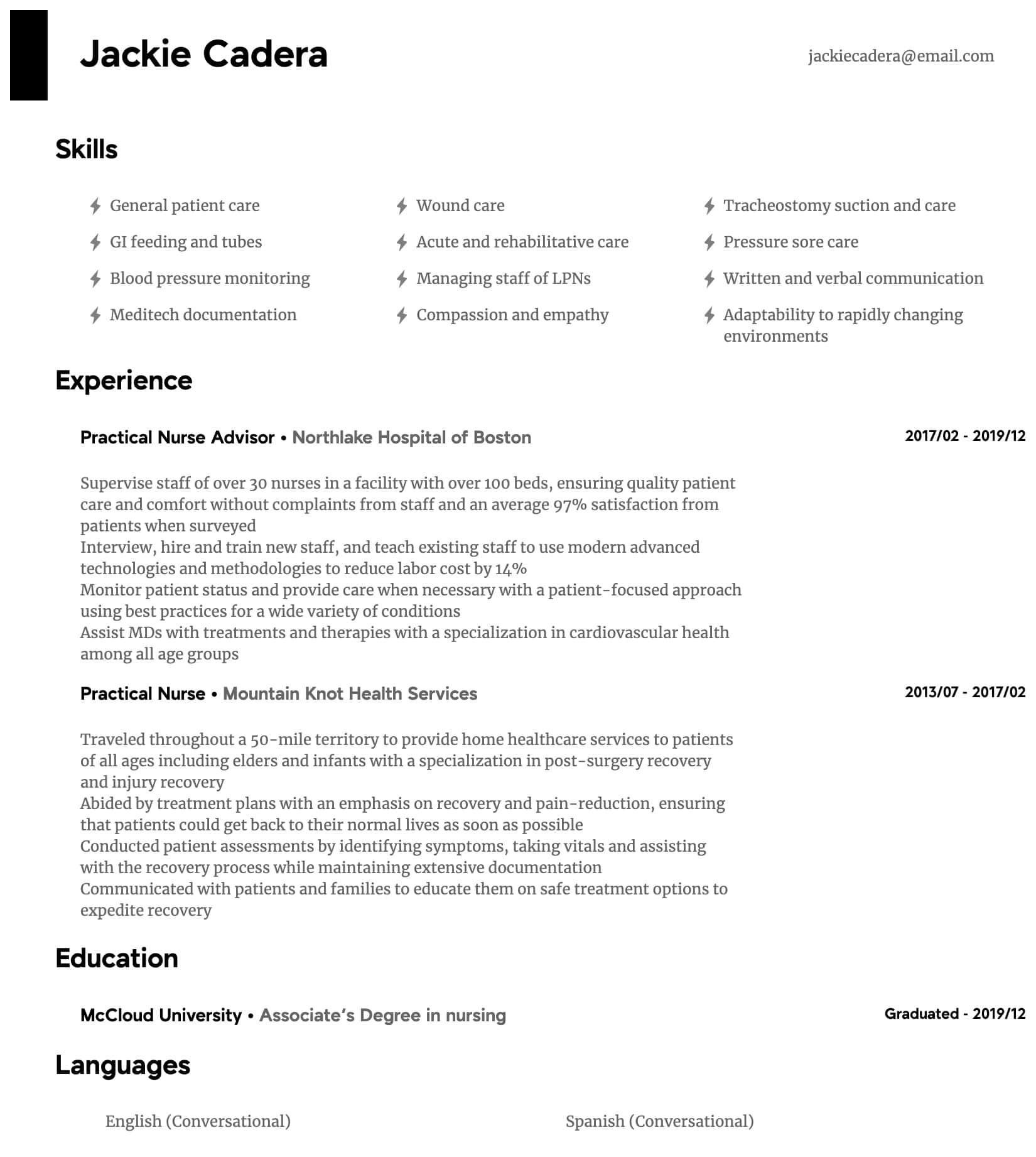 practical nurse resume sample