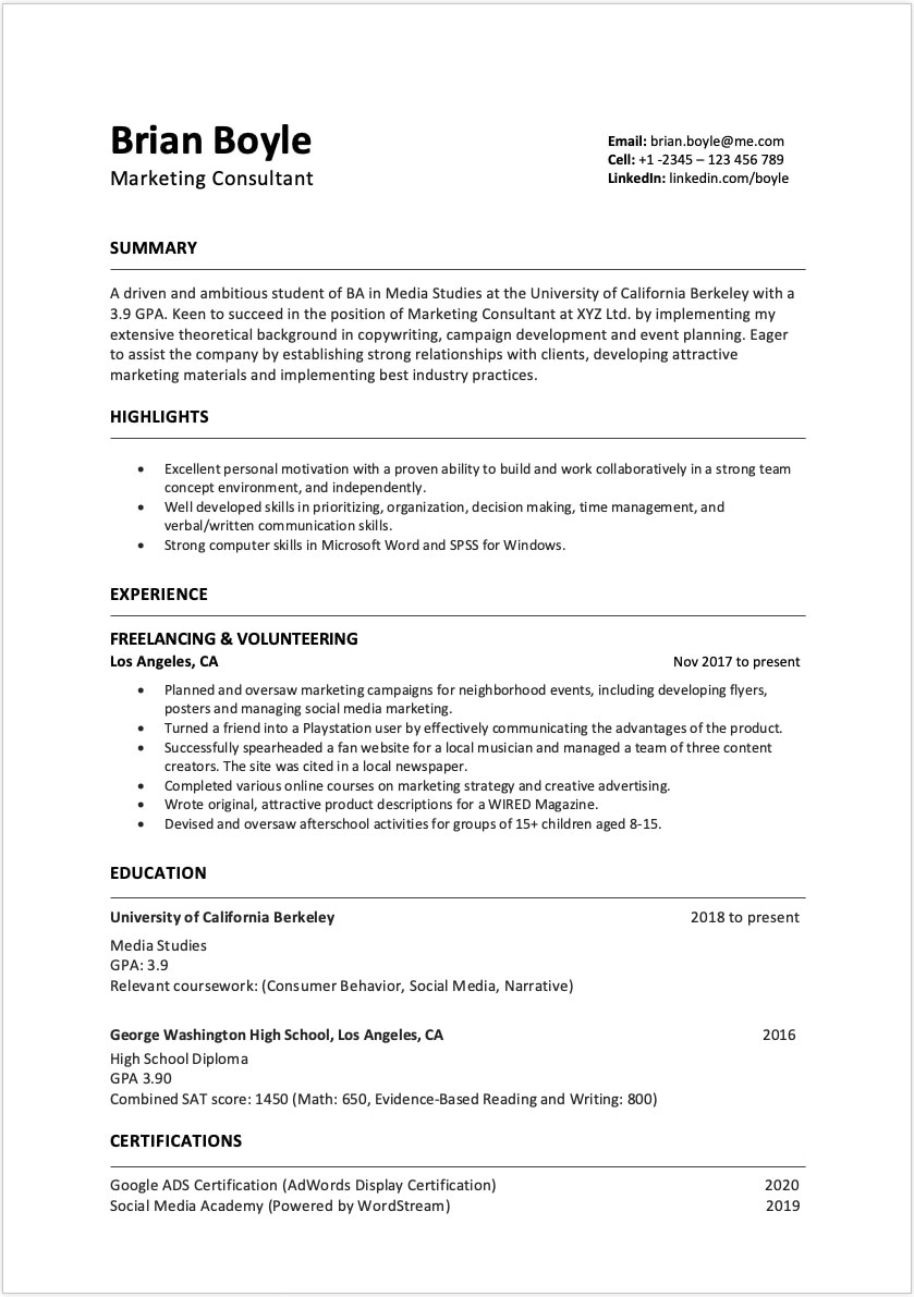 Sample Objectives for Resumes with No Job Experience How to Write A Resume with No Work Experience – Resumeway