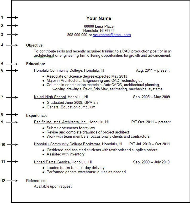 resume work experience samples 3505