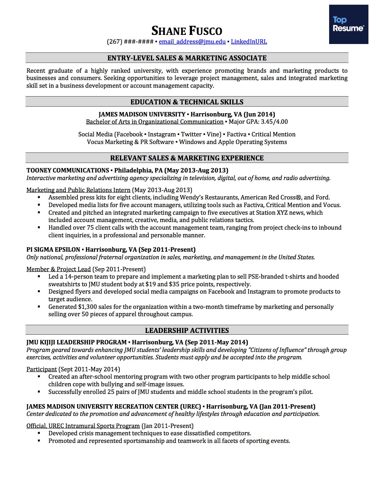 entry level resume examples with no work experience