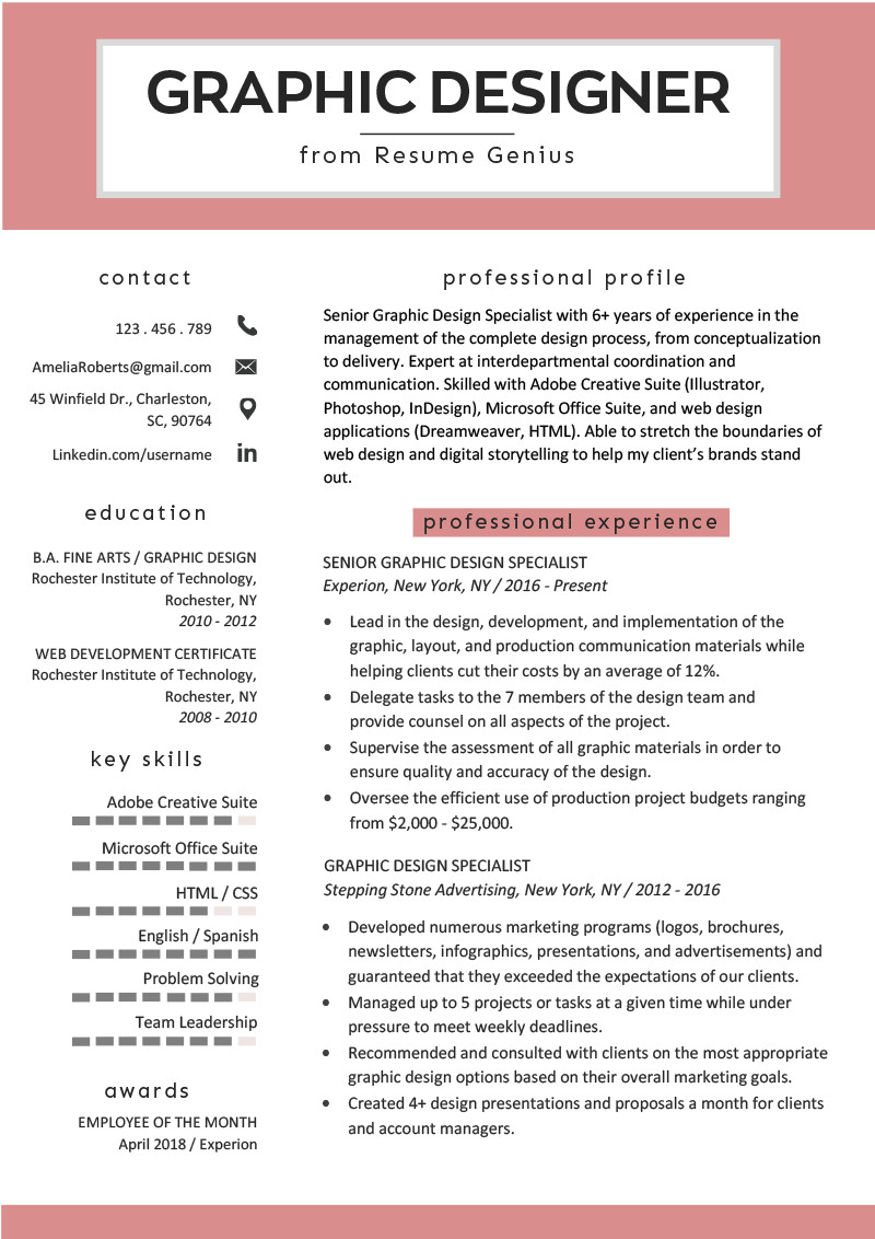 graphic design resume example