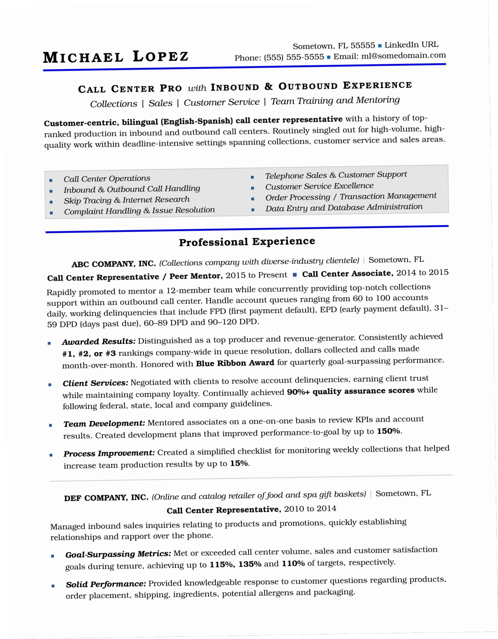 11 12 sample call center agent resume