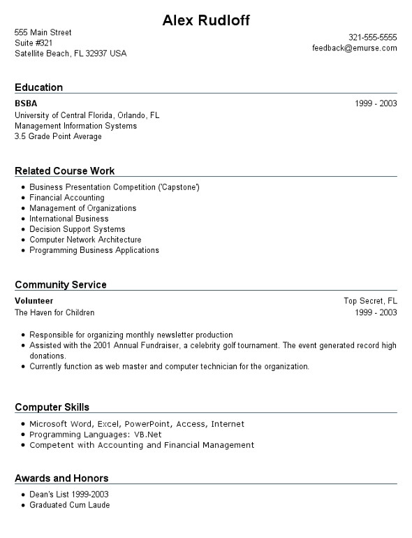 resume for first job no experience