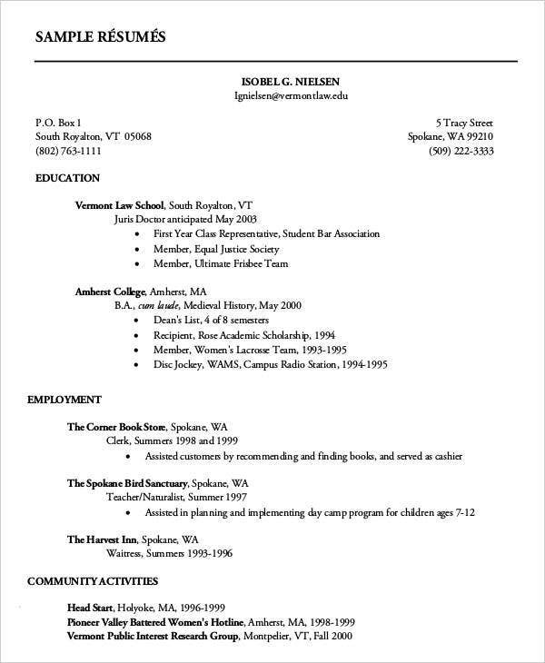 first resume template