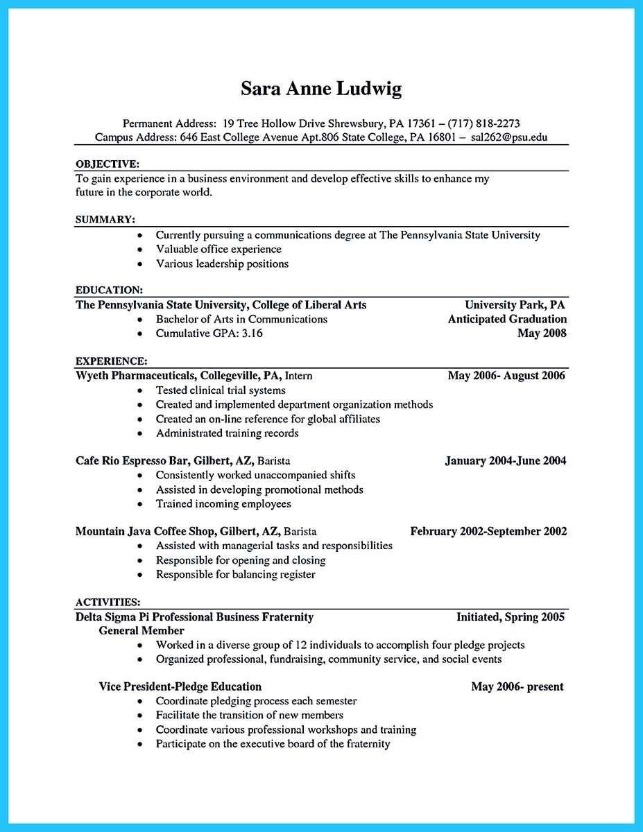 inexperienced resume sample