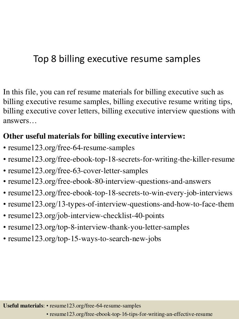 top 8 billing executive resume samples