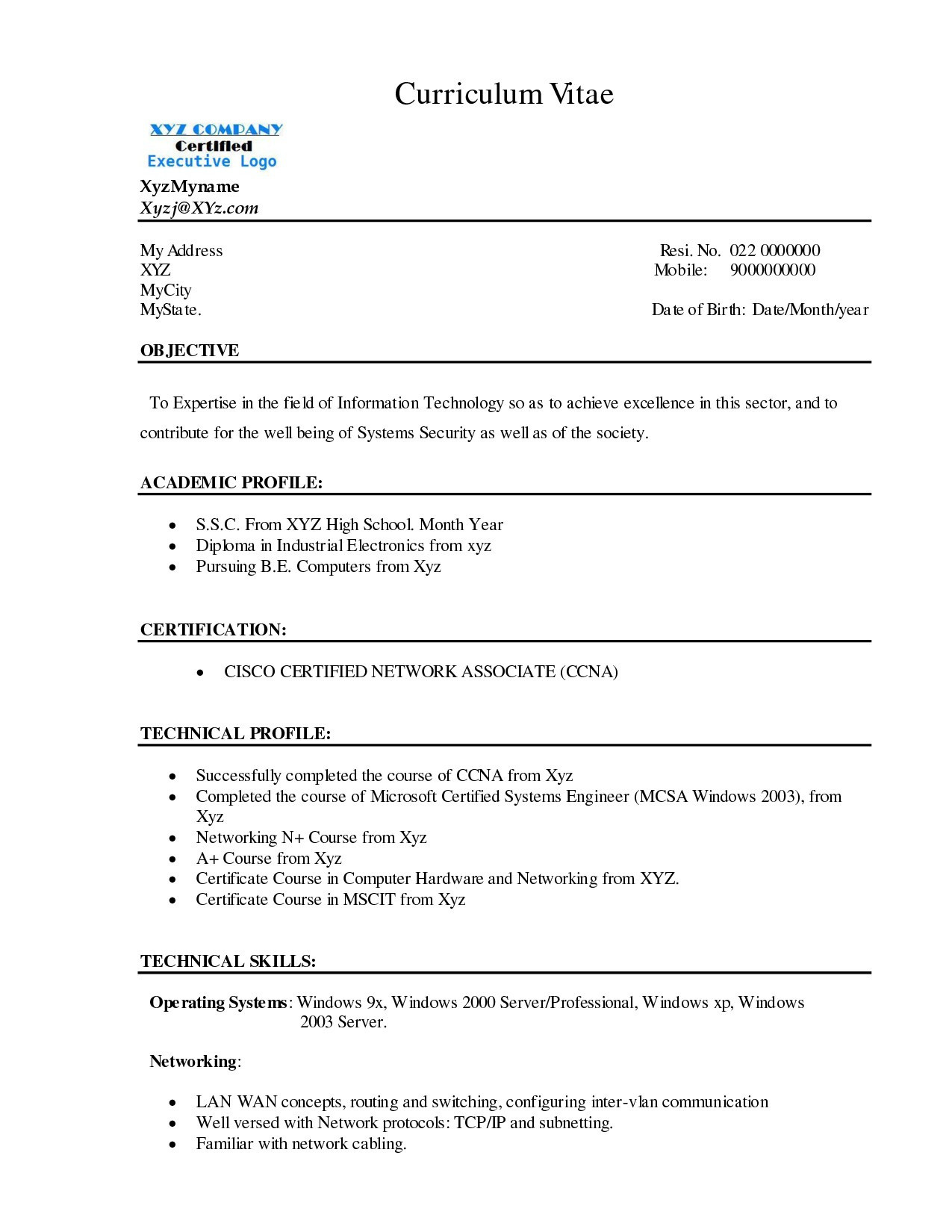 linux admin resume sample