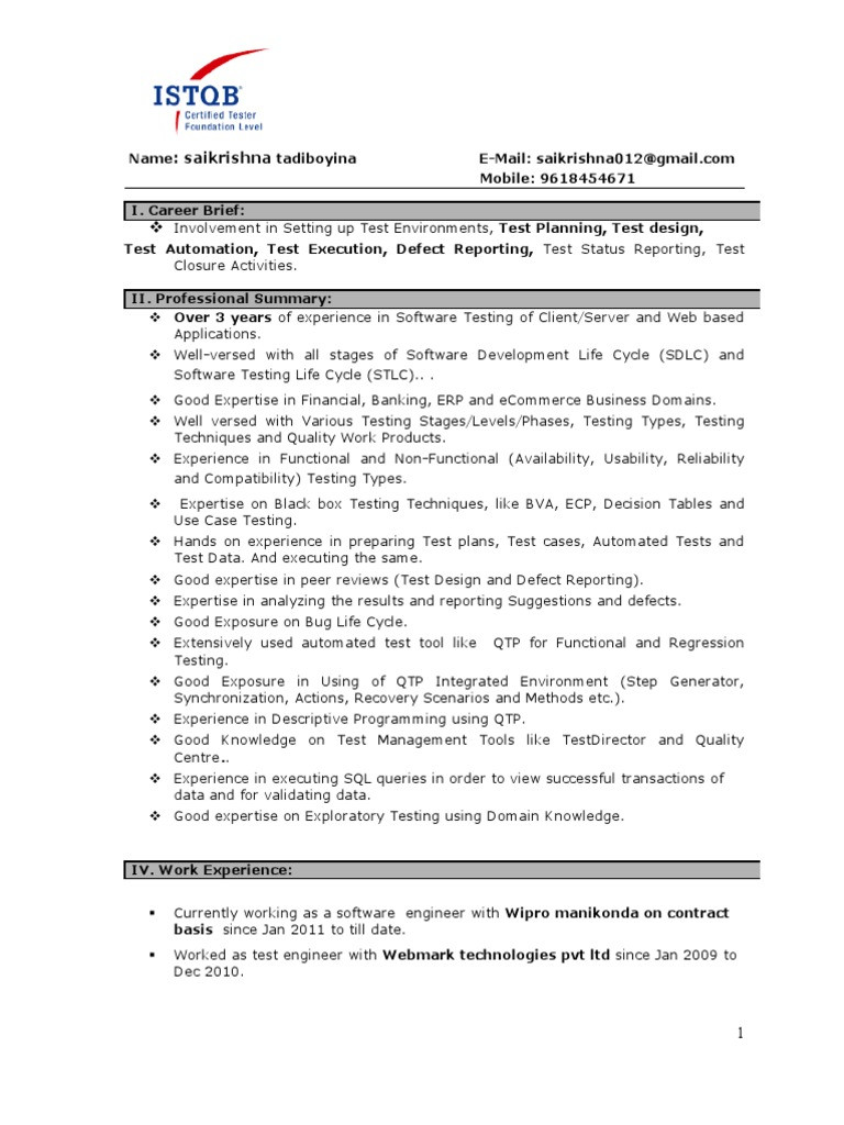 Manual Testing Experienced Resume 1