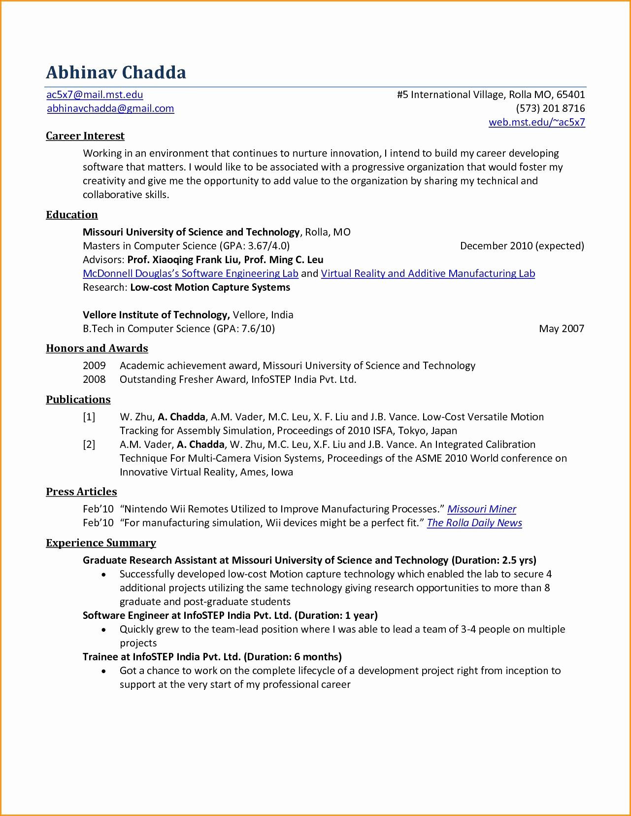 puter science graduate resume template