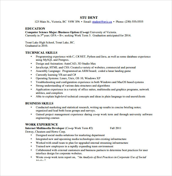 puter science resume