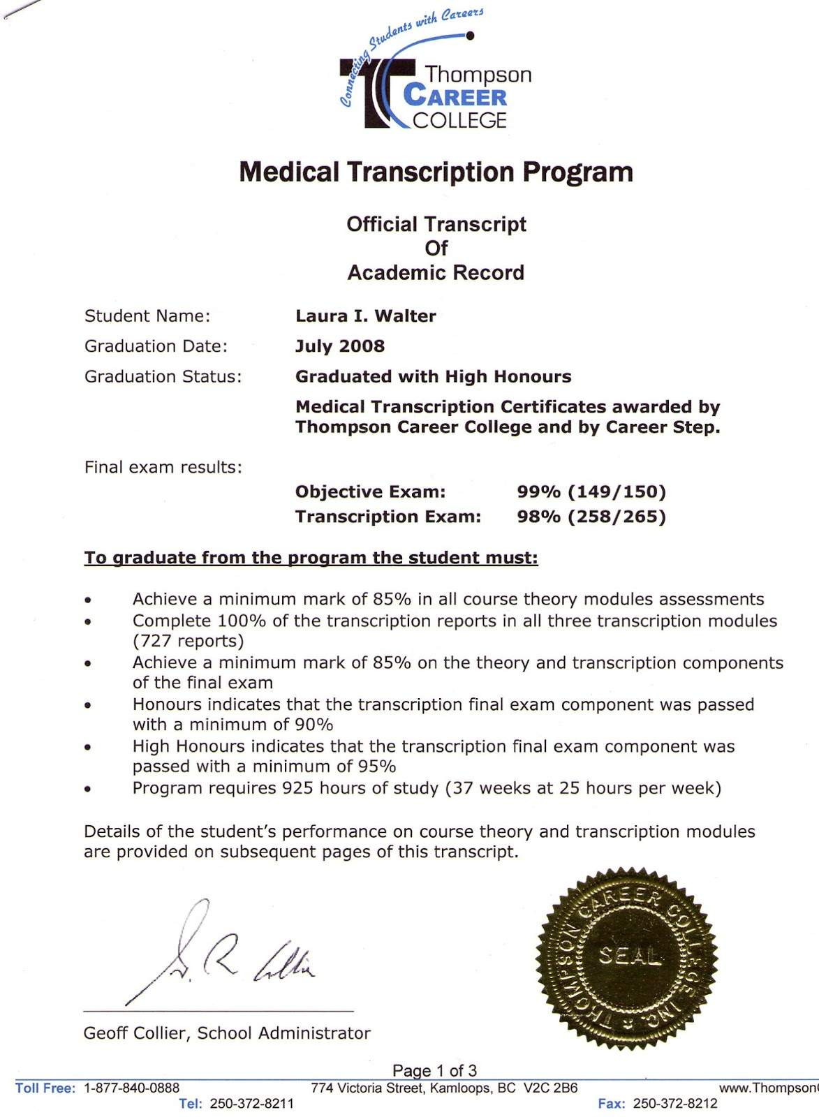 resume format for medical transcriptionml