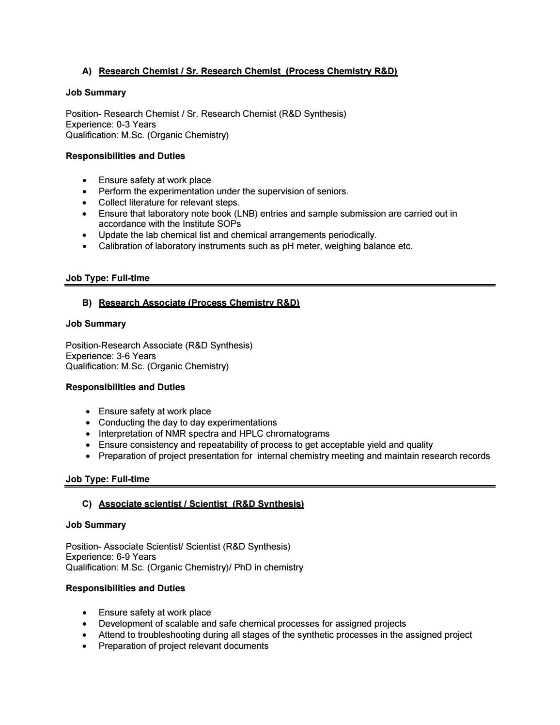 Sample Resume for Msc Chemistry Freshers Freshers Msc Chemistry Research Jobs at Drils by Biotecnika – issuu
